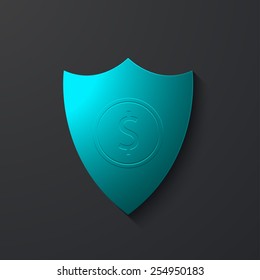 Vector modern shield icon on gray background