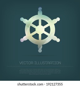 Vector modern ship wheel icon with colorful trendy and modern polygonal texture