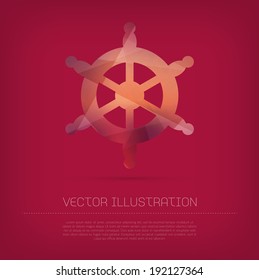 Vector modern ship wheel icon with colorful trendy and modern polygonal texture