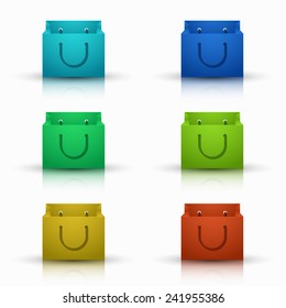 Vector Modern Shooping Bag Icons Set On White