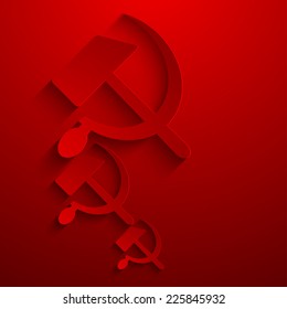 vector modern sickle and hammer symbol background. Eps10