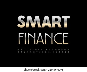 Firma vectorial moderna Smart Finance. Fuente Plata Moderna. Juego de letras y números de alfabeto de acero