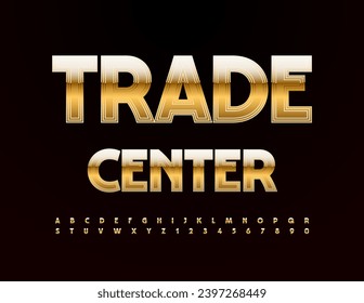 Centro de Comercio de Señales Modernas Vectoras. Tipo de letra Elite Gold. Conjunto de letras y números de alfabeto moderno