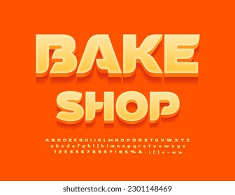 Vector modern Signboard Bake Shop. Trendy Artistic Font. Creative Alphabet Letters, Numbers and Symbols