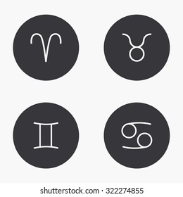 Vector modern signs of the zodiac  icons set on white background