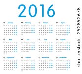 Vector modern and simple calendar 2016 with moon phases, well arranged, in grey, blue. Eps 10 vector file. 