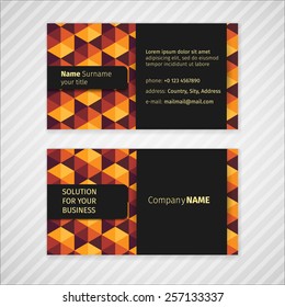 Vector modern simple dark business card template with pattern.