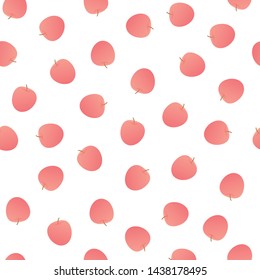 Vector modern simple fruit seamless pattern. Irregular composition of red apple illustration isolated on white background. Design repeate tile for decorative texture, textile, backdrop, wrapping paper