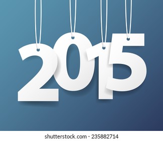 Vector Modern simple Happy new year 2015 card with  shadow effect .Vector/illustration. 