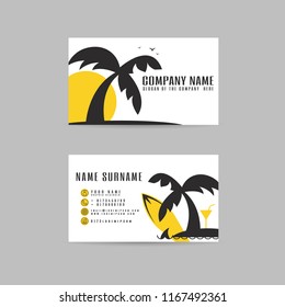 vector Modern simple light business card yellow template with flat user interface on gray background. Coconut. sea