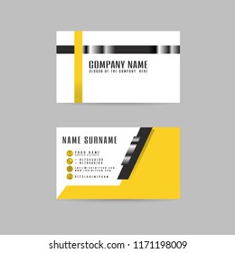 vector Modern simple light business card yellow template with flat user interface on gray background