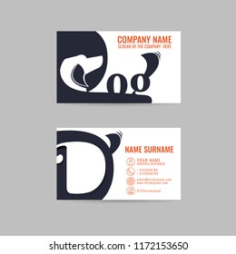 vector Modern simple light business card template with flat user interface on gray background. dog