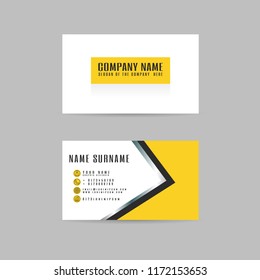 vector Modern simple light business card yellow template with flat user interface on gray background