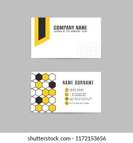 vector Modern simple light business card yellow template with flat user interface on gray background