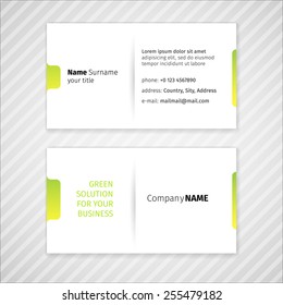 Vector modern simple light business card template in green colors