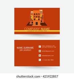vector Modern simple light business card template with flat user interface on gray background