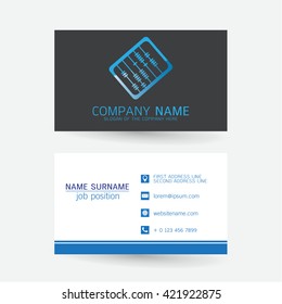 vector Modern simple light business card template with flat user interface on gray background