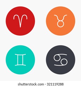 Vector modern sings of the zodiac colorful icons set on white background