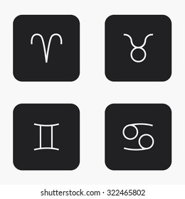 Vector modern sings of the zodiac  icons set on white background