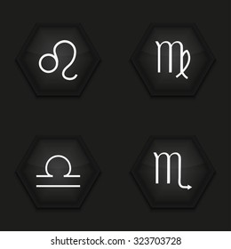 Vector modern sings of the zodiac  icons set on background