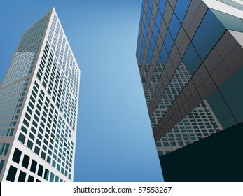 vector modern skyscraper with the blue sky behind