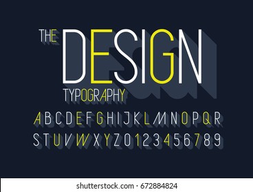 Vector of modern sleek font and alphabet