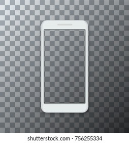 Vector modern smartphone with empty screen on transparent background