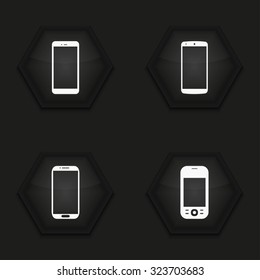 Vector modern smartphone icons set on background