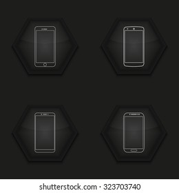 Vector modern smartphone icons set on background