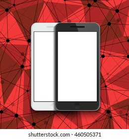 Vector modern smartphone on polygonal background. Eps10