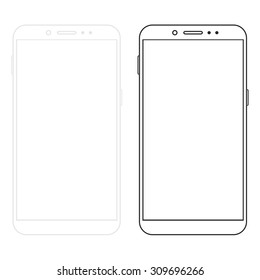 Vector modern smartphones isolated on white background