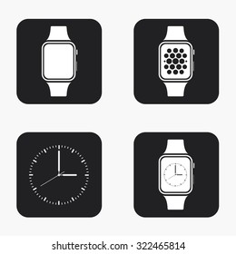 Vector modern smartwatch icons set on white background