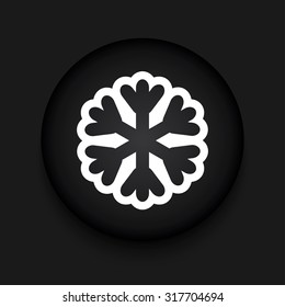 Vector modern snowflake black circle icon with shadow