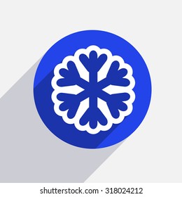 Vector modern snowflake circle icon with shadow