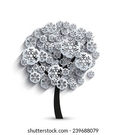 vector modern snowflakes tree christmas background. Eps10