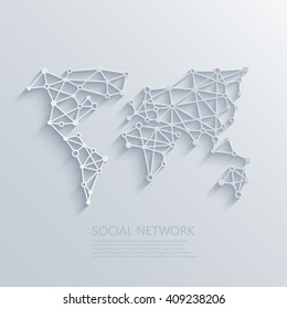 Vector modern social network light concept background. Circuit board or low poly concept