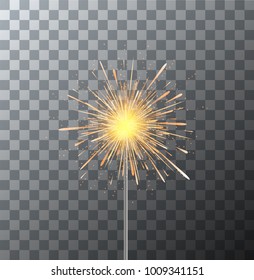 Vector modern sparkler on transparent background