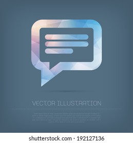 Vector modern speech bubble icon with colorful trendy and modern polygonal texture