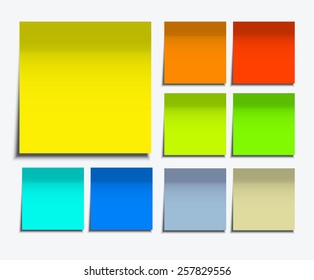 Vector modern square sticky note set on white background