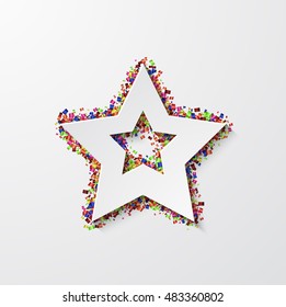 Vector modern star with confetti on white background