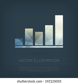 Vector modern stats infographic chart icon with colorful trendy and modern polygonal texture