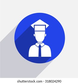 Vector modern student circle icon with shadow
