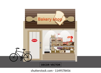 vector modern style bakery shop exteior design