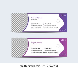 plantilla de firma de correo electrónico de negocios de estilo moderno vectorial o pie de página de correo electrónico y diseño de portada de redes sociales personales