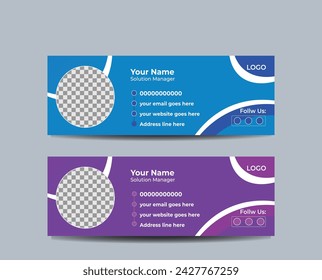 vector modern style business email signature template or email footer and personal social media cover design