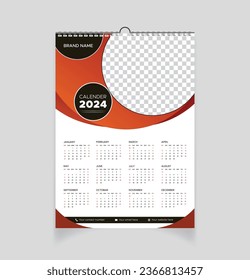 Vector modern style and colorful wall calendar 2024 design  template 