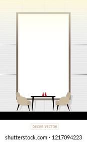 vector modern style dining room interior decor.picture frame
