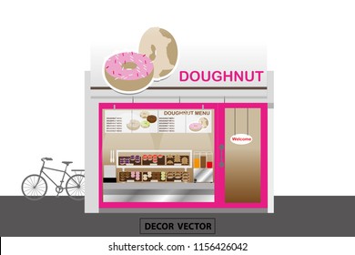 vector modern style doughnut shop  interior decor