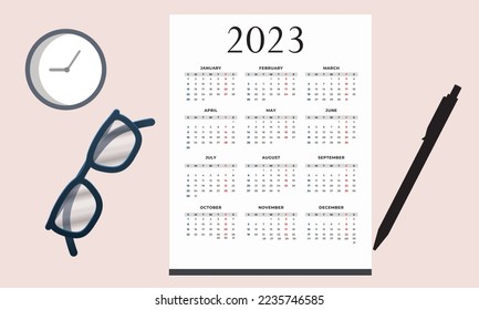 vector modern style new year 2023 calendar background, Modern abstract 2023 desk calendar design template.