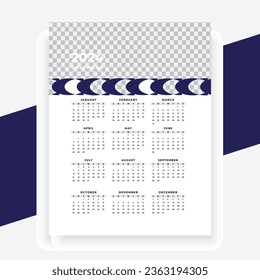  plantilla de calendario para el nuevo año 2024 de estilo moderno vectorial